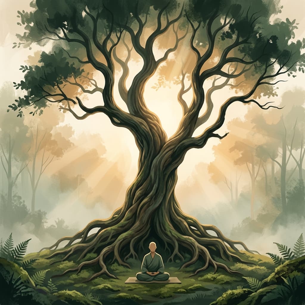 Ancient wisdom tree — meditation under nature